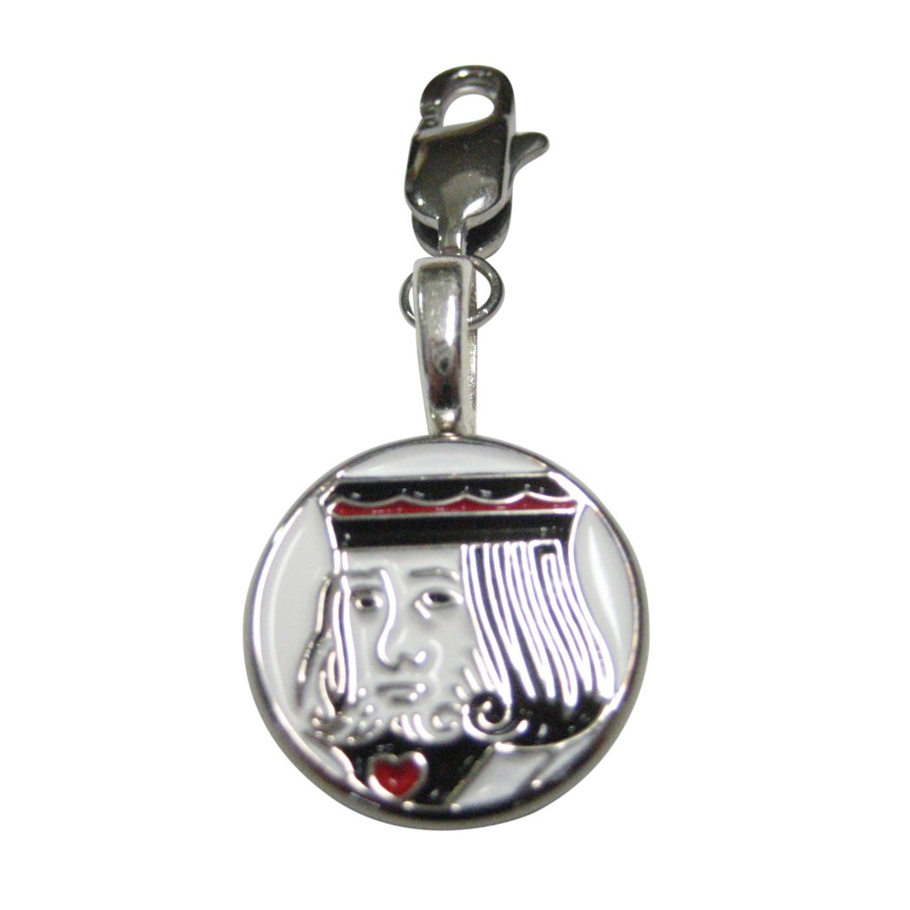 Silver Toned Card Face Pendant Zipper Pull Charm